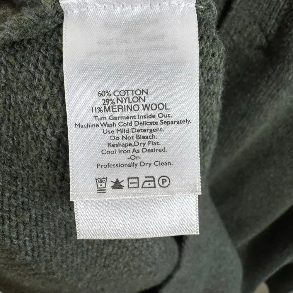 Eddie Bauer Green Cotton Merino Wool Heavyweight Sweater Men's Size Large Tall - Picture 4 of 4